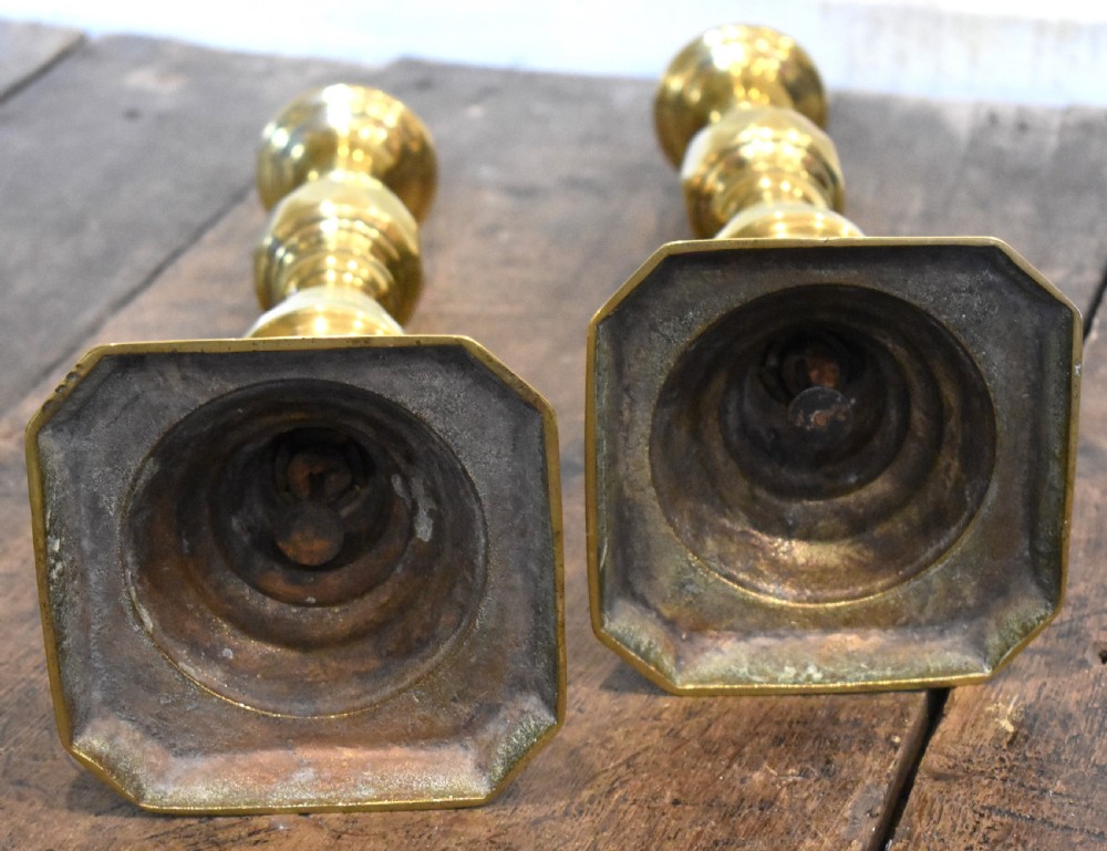 Pair of unusually large Victorian brass candlesticks View IV