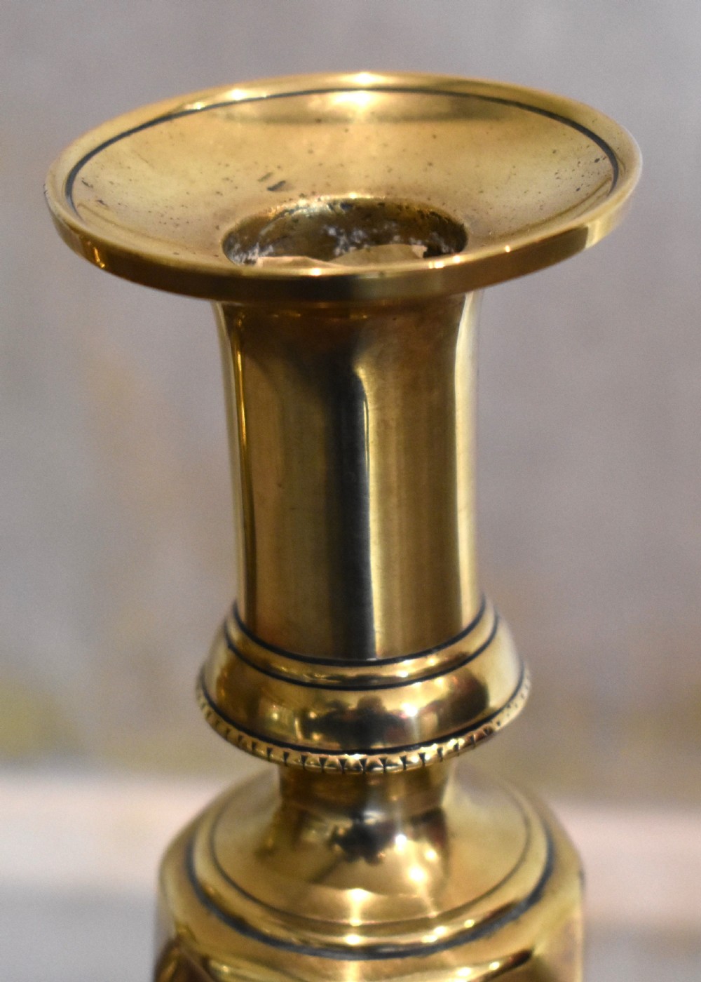 Pair of unusually large Victorian brass candlesticks View V