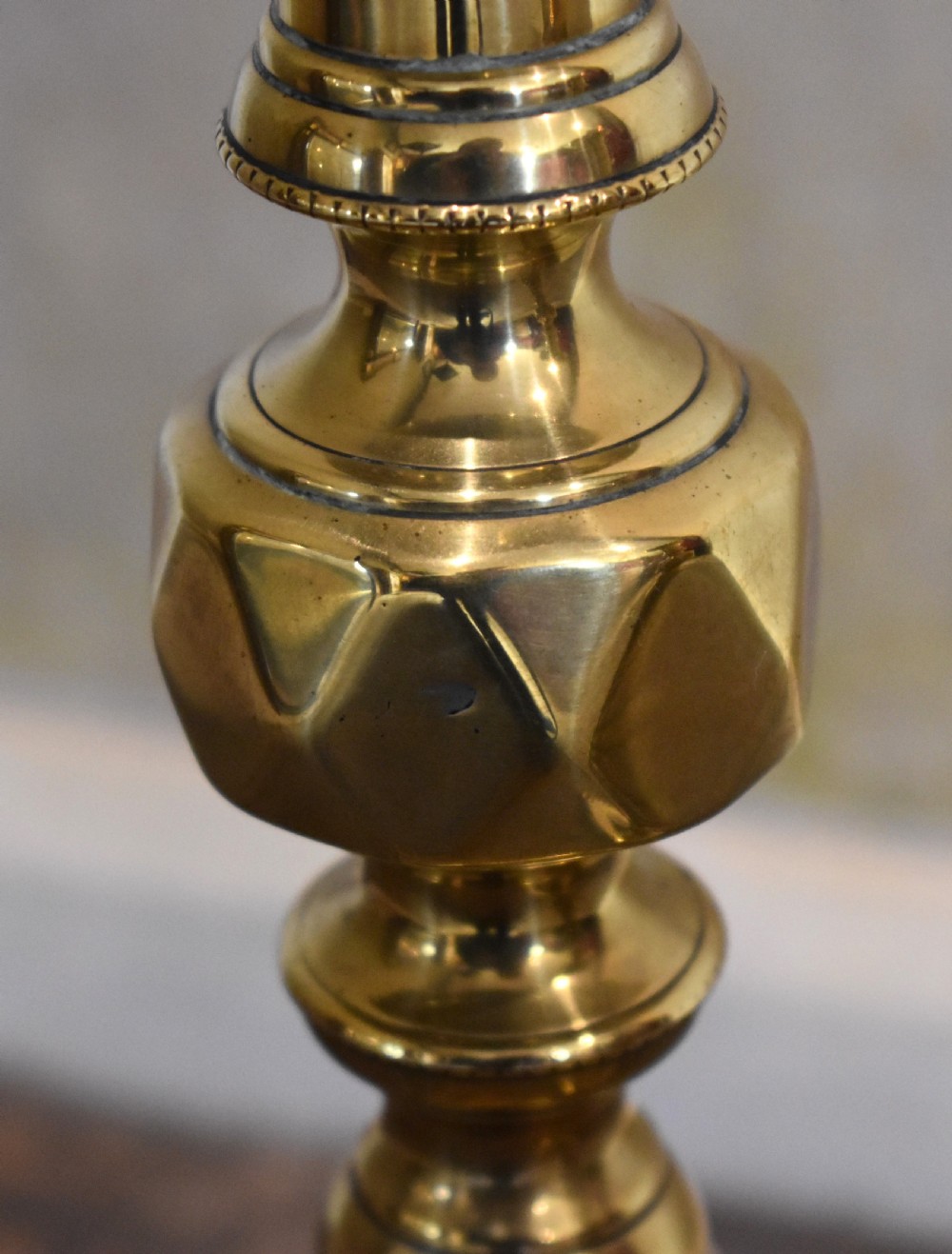 Pair of unusually large Victorian brass candlesticks View VI
