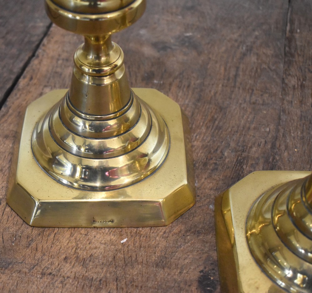 Pair of unusually large Victorian brass candlesticks View VII