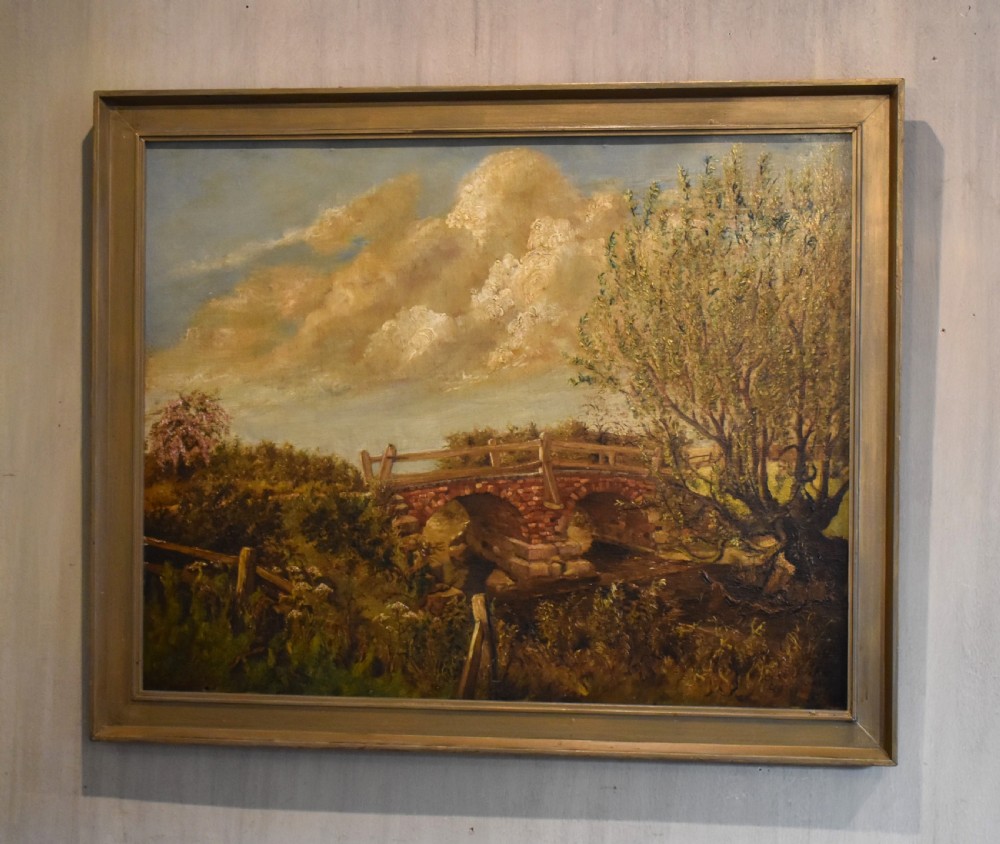 Oil painting of the old bridge near Welham
