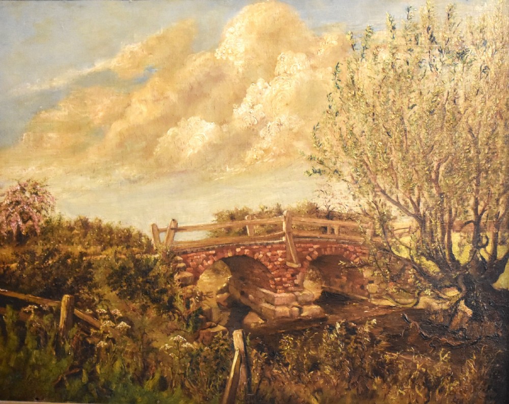 Oil painting of the old bridge near Welham View III