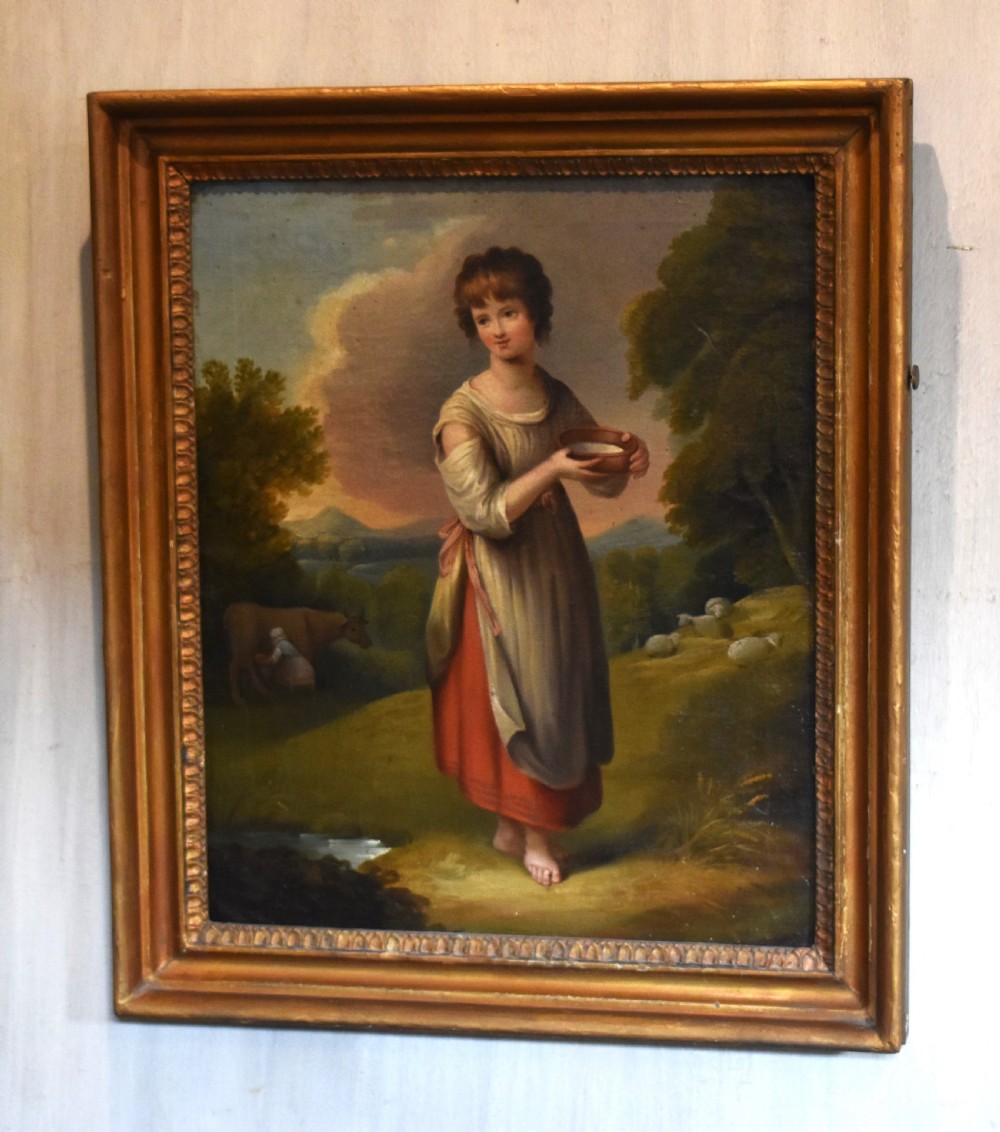 Fine Georgian oil painting of Lavinia after Gainsborough