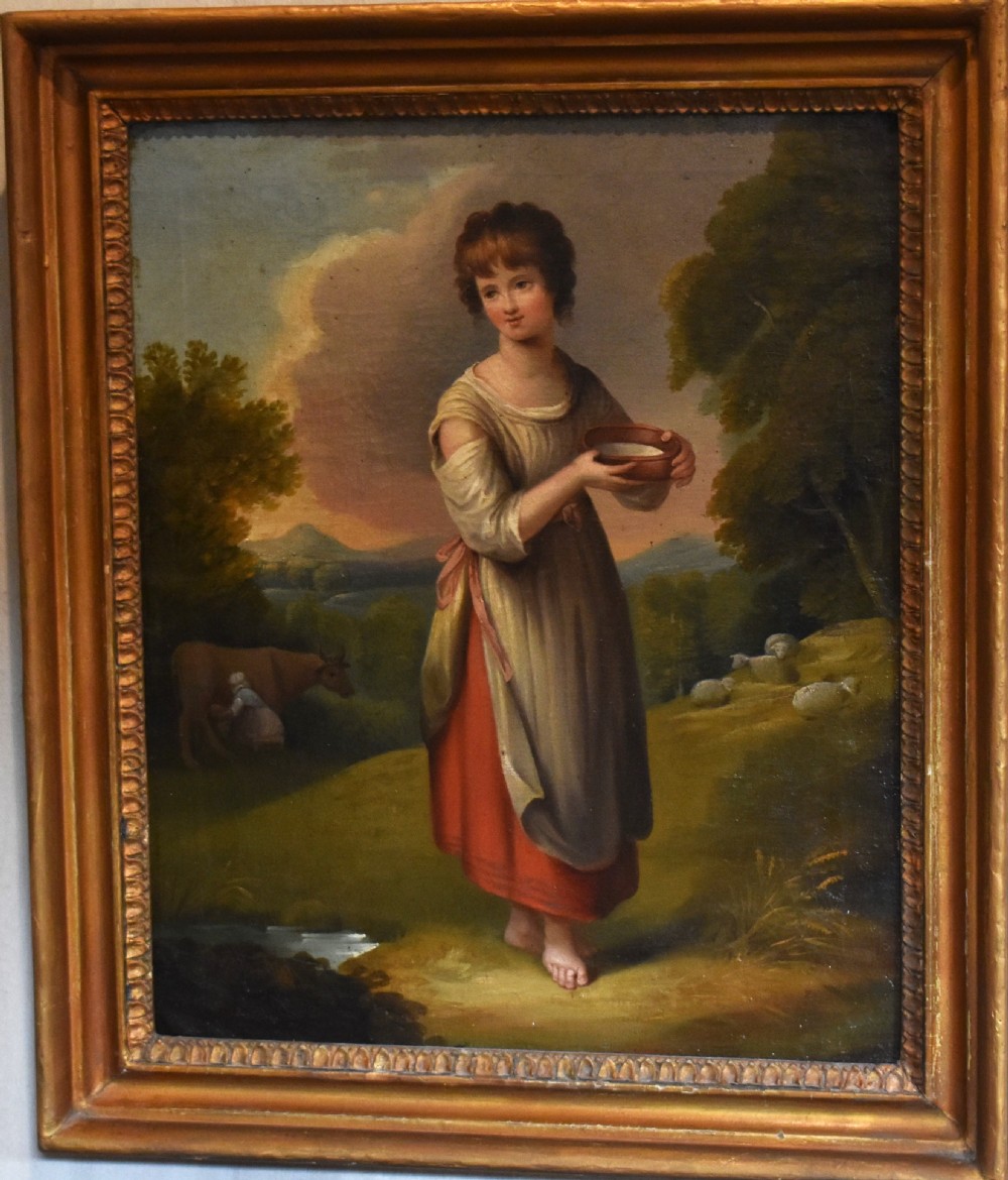 Fine Georgian oil painting of Lavinia after Gainsborough View II