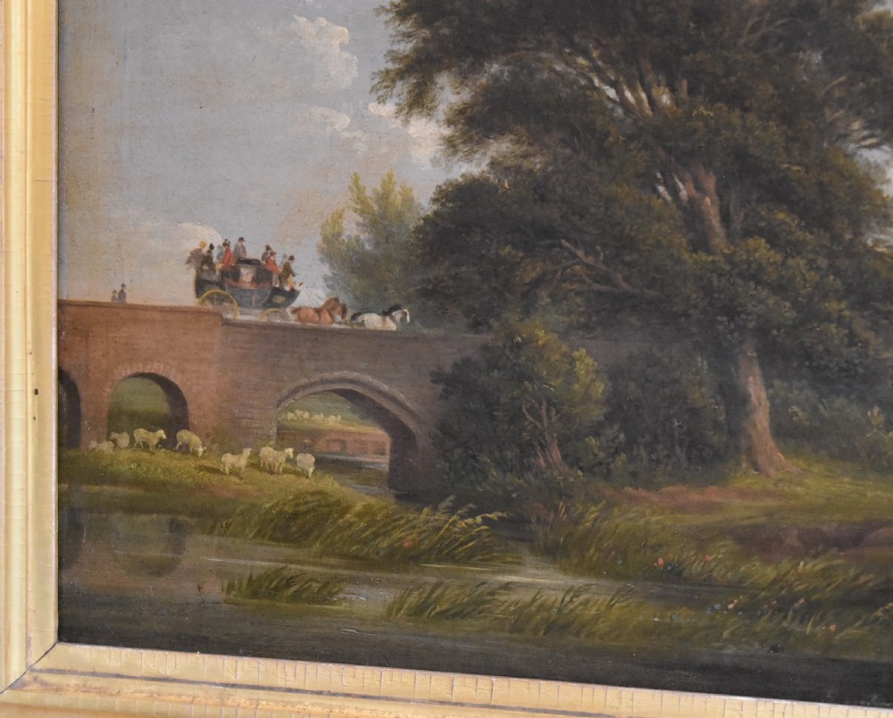 Victorian landscape oil painting with coach and horses View IV