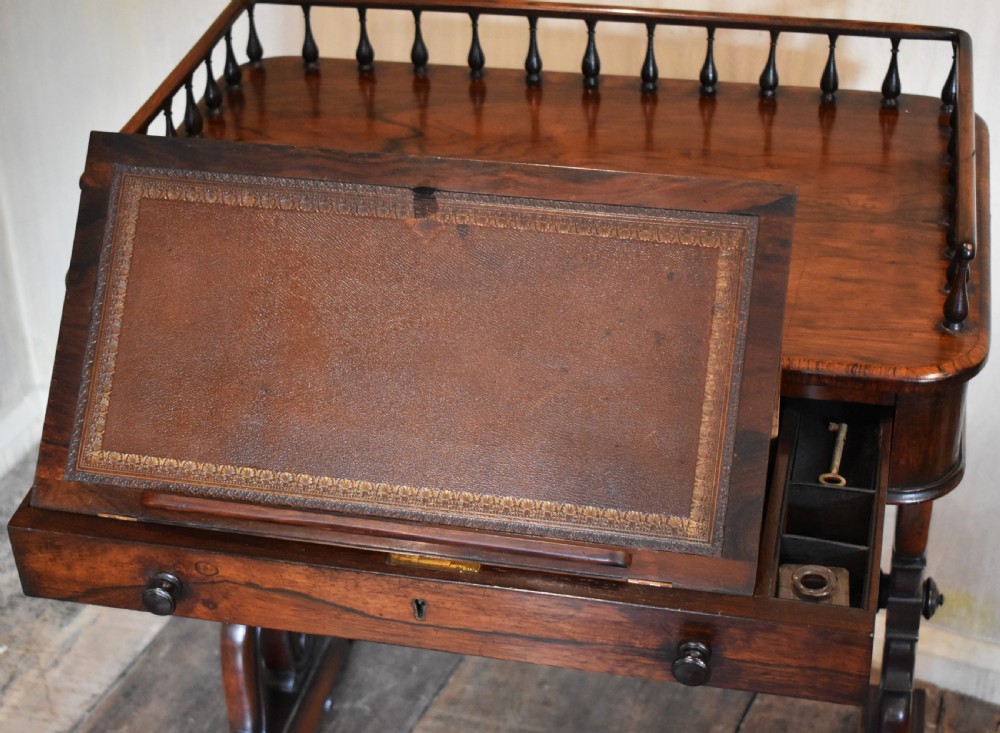 Fine late Regency rosewood sewing and writing table View IX
