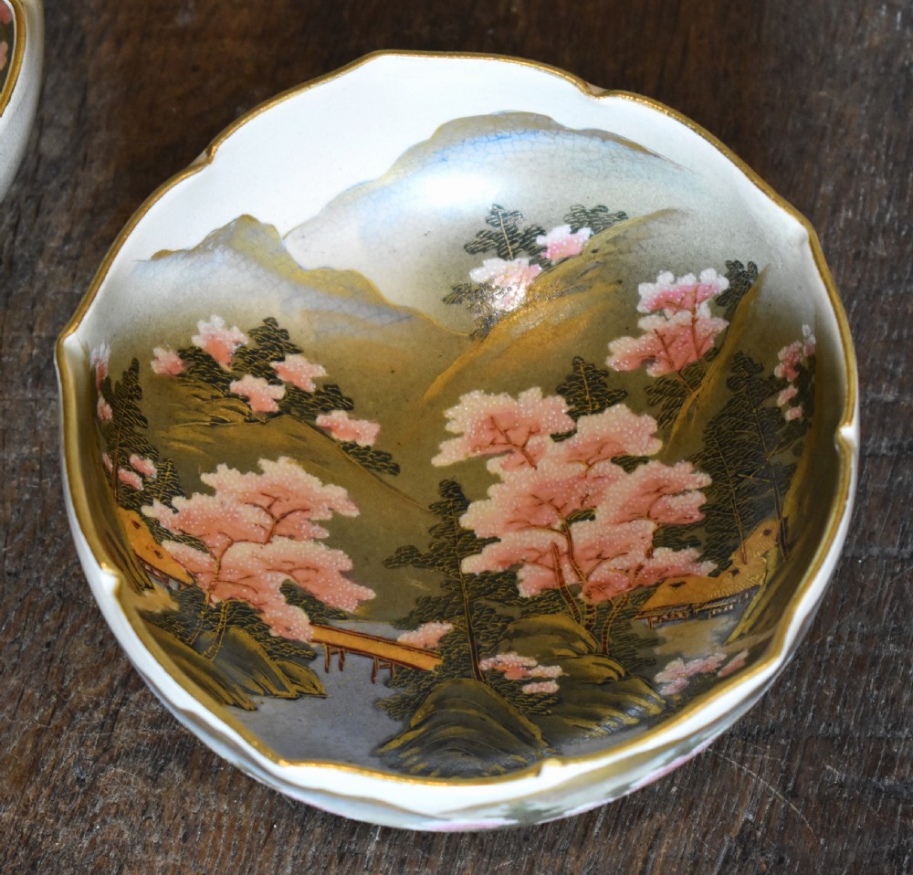 Fine pair of Satsuma lobed bowls View III
