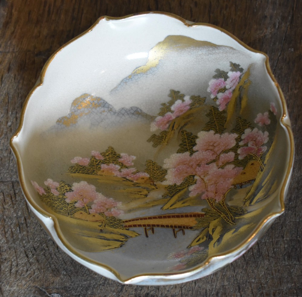 Fine pair of Satsuma lobed bowls View V