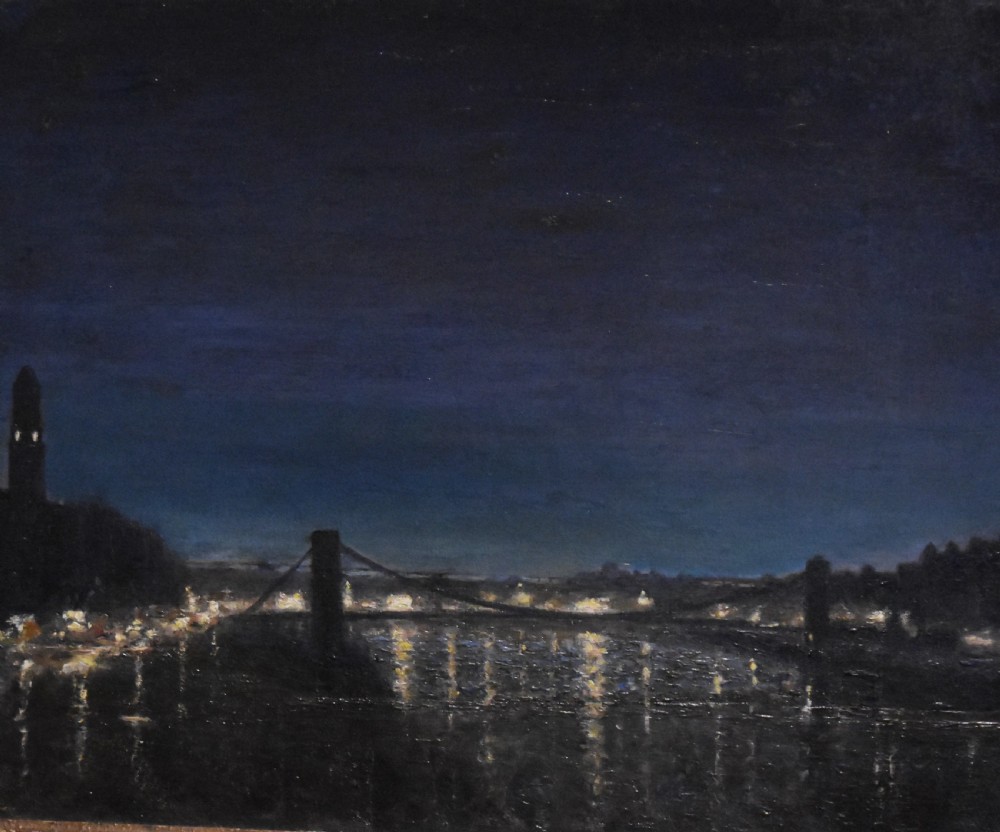 Oil painting of night in Glasgow View III