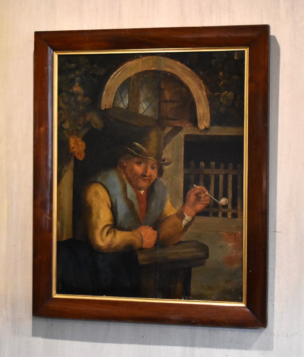 Georgian oil painting of a man with pipe