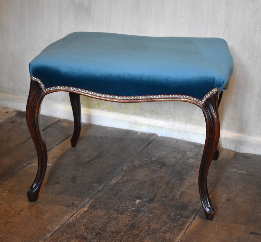 Victorian rosewood cabriole leg stool