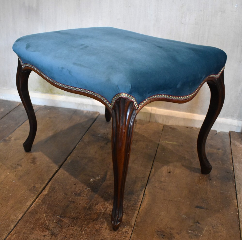 Victorian rosewood cabriole leg stool View V