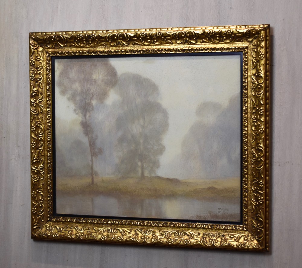 Morning mists pastel landscape by H.J.Dutton
