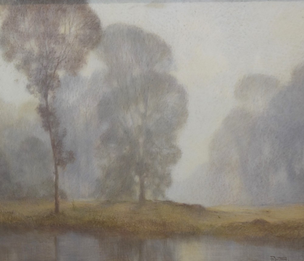 Morning mists pastel landscape by H.J.Dutton View IV