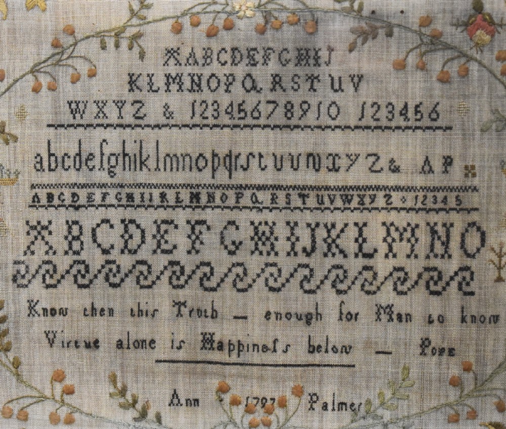 Georgian sampler by Ann Palmer 1797 View V