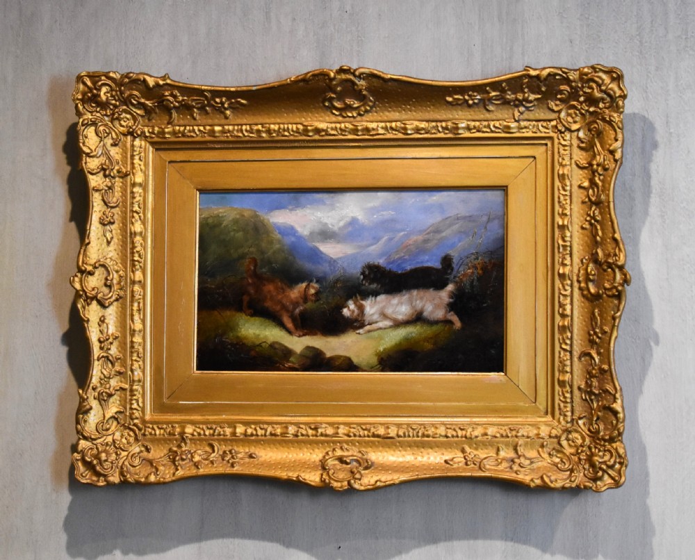 Oil painting of terriers by George Armfield 1810-1893