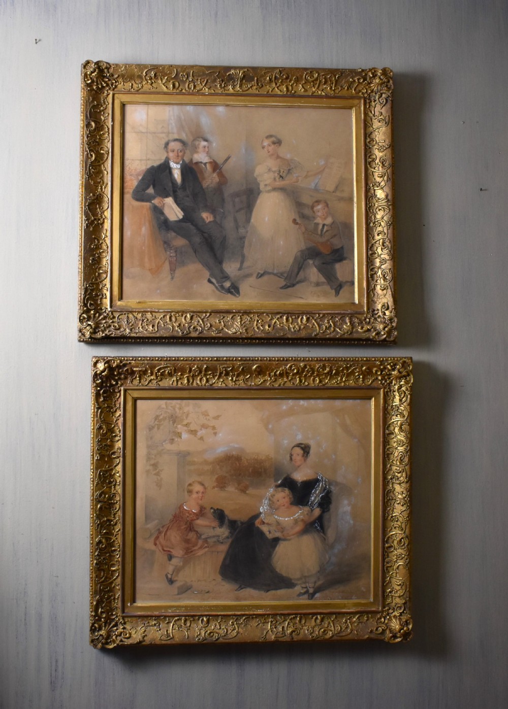 Pair of watercolour family portraits by James Holmes 1777-1860