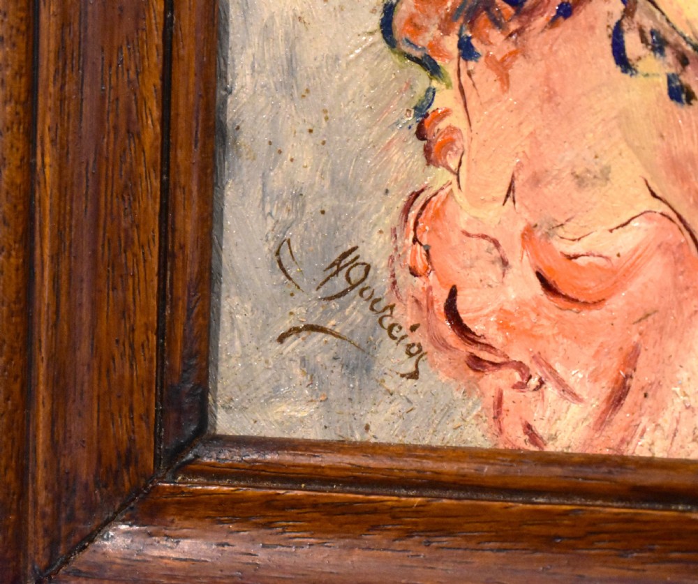 Miniature oil of a lady in a large hat View IV
