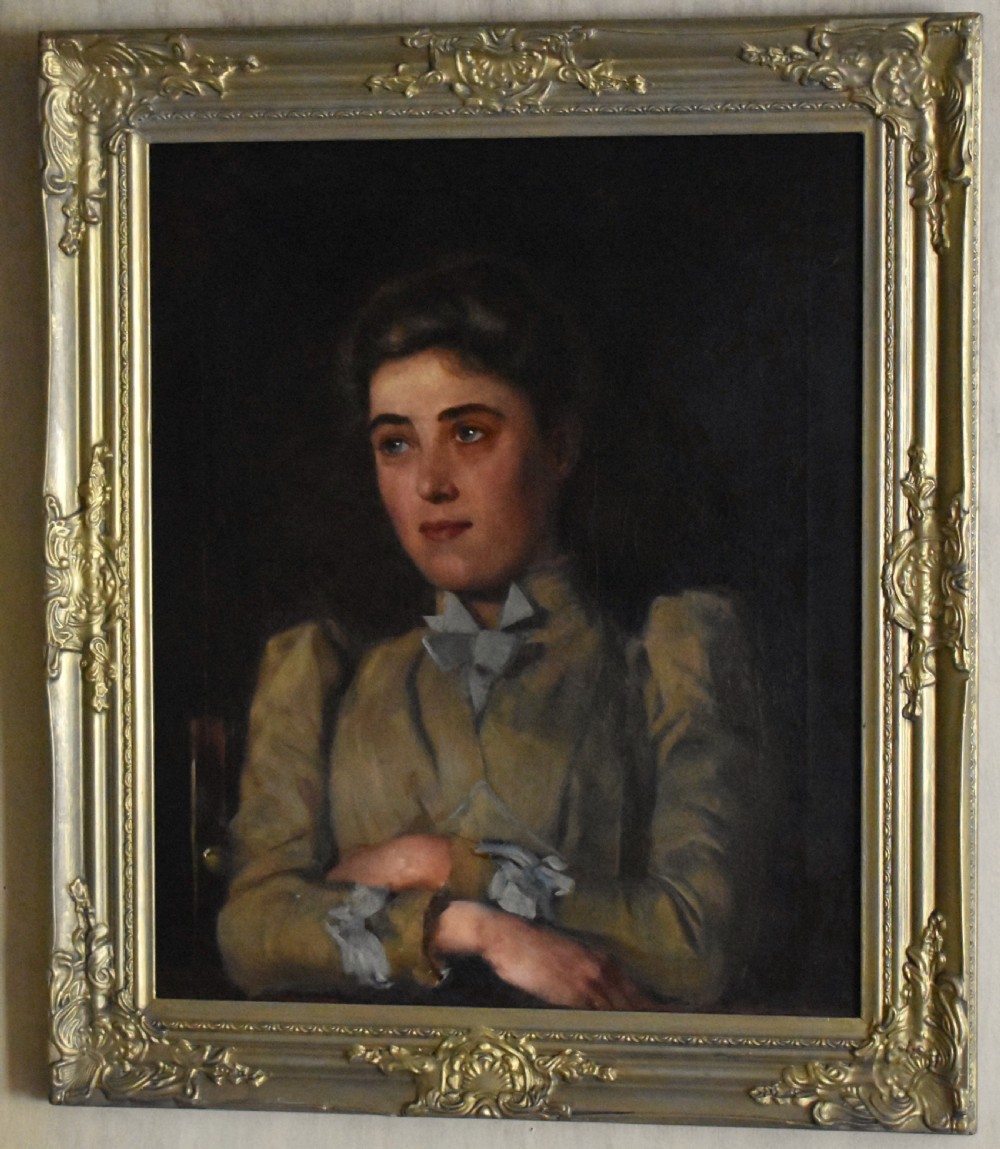 A fine Edwardian oil painting of a lady View III