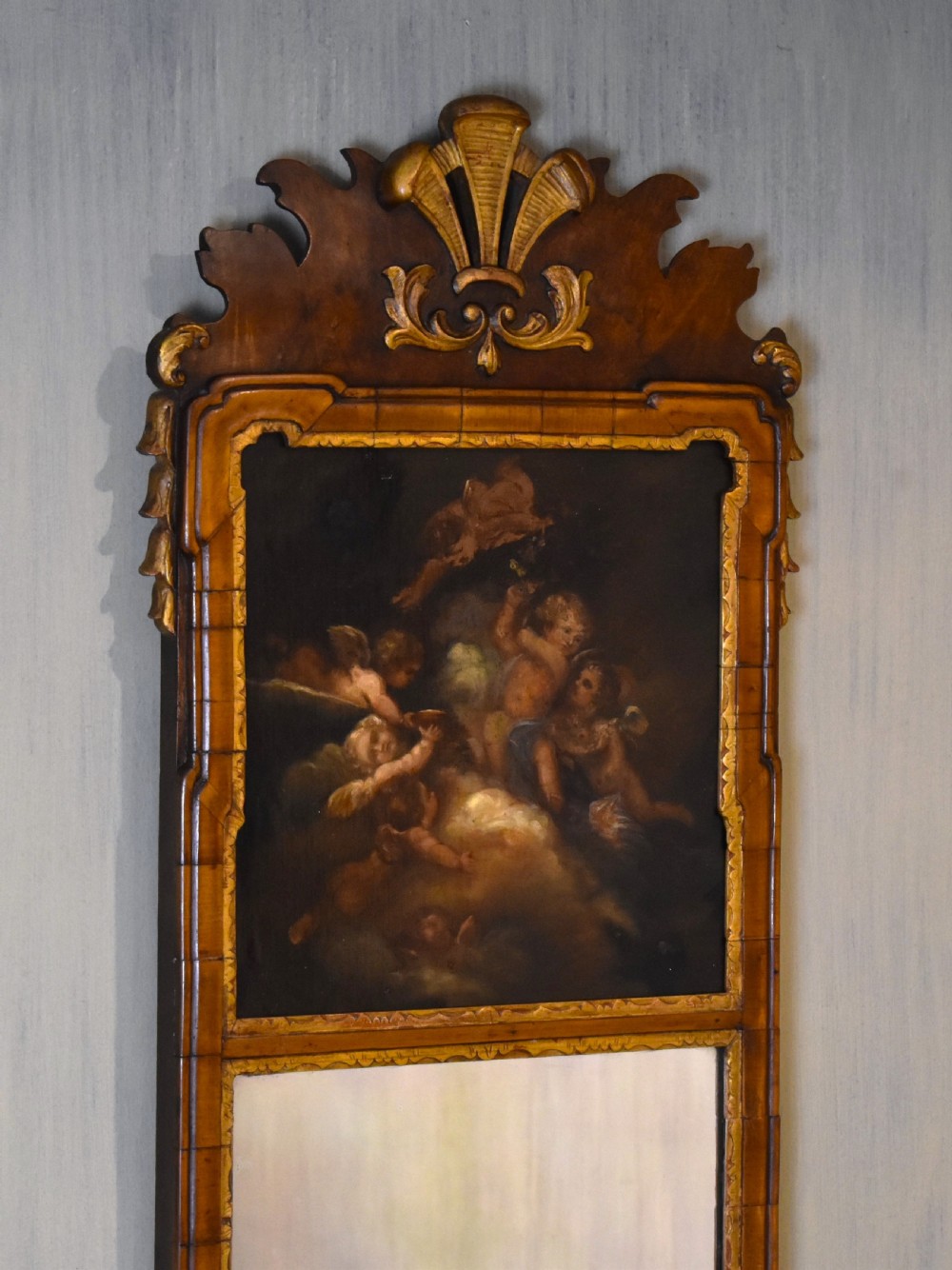 Walnut trumeau mirror View II
