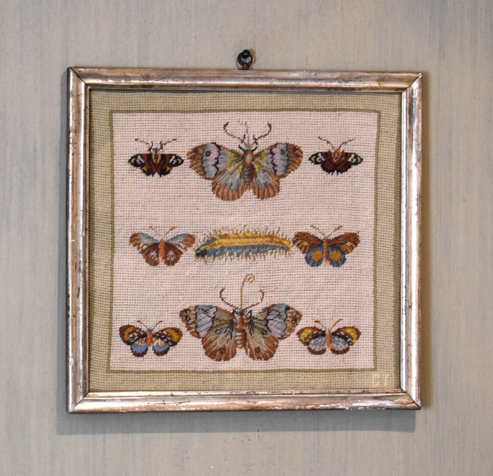 Unusual Victorian needlework of butterflies