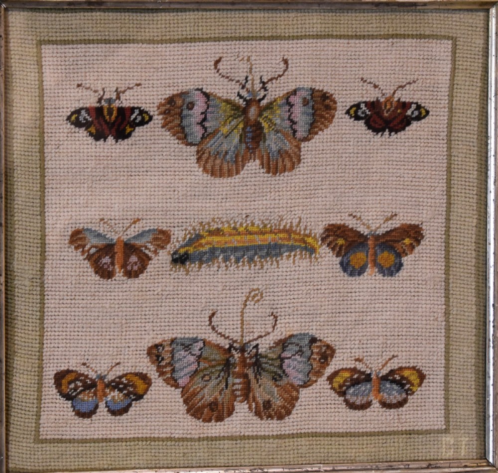 Unusual Victorian needlework of butterflies View III