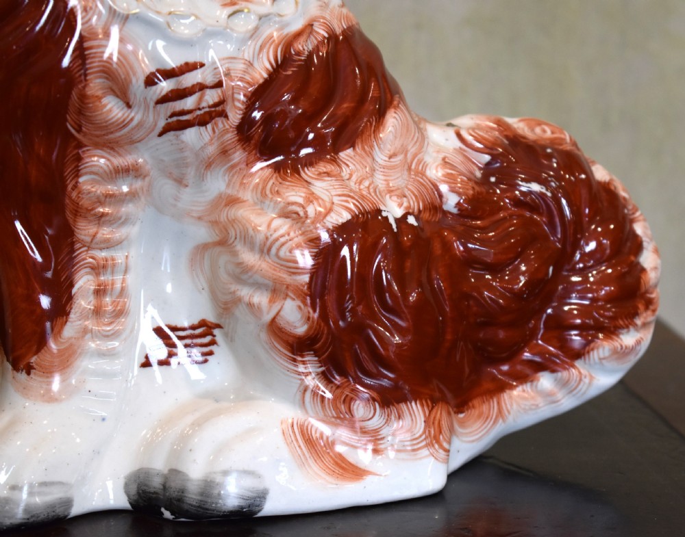 Fine Pair of Staffordshire pottery dogs View III