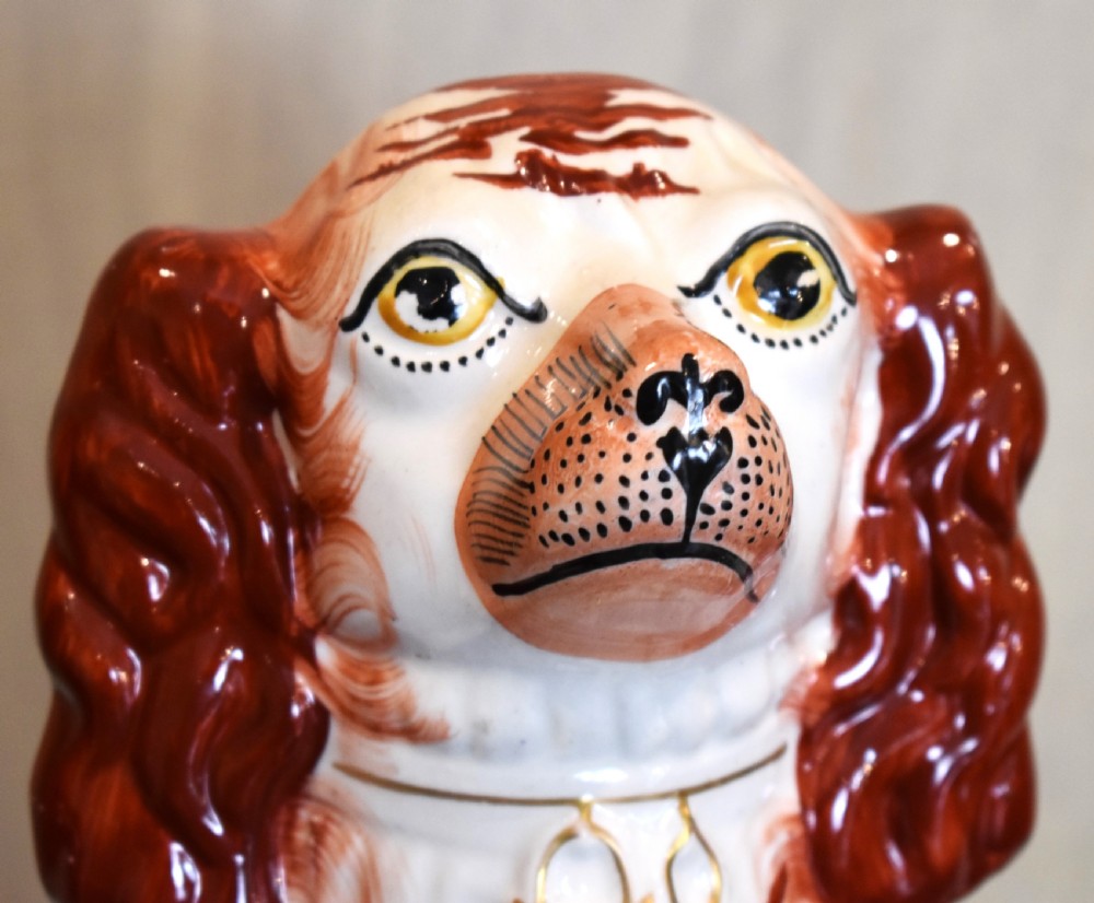 Fine Pair of Staffordshire pottery dogs View IV