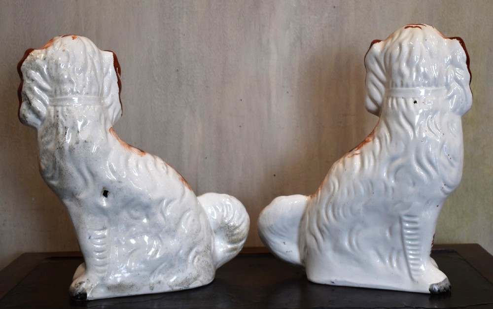 Fine Pair of Staffordshire pottery dogs View V