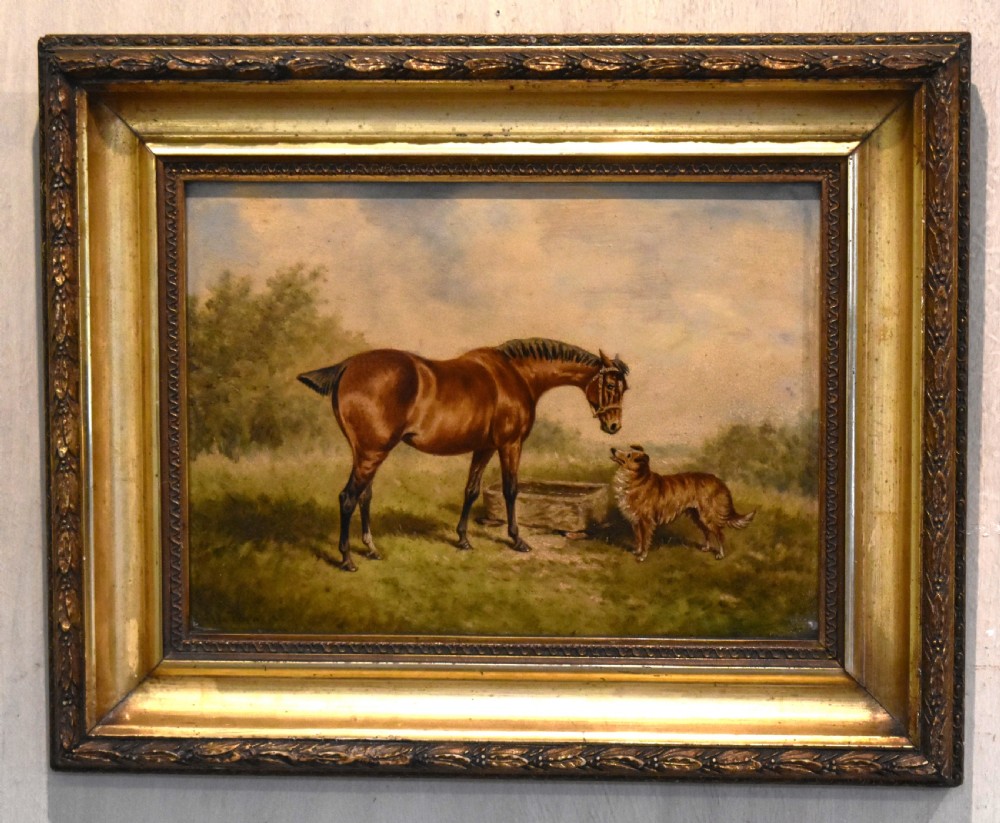 Oil painting of a horse and dog by William Eddowes Turner View II