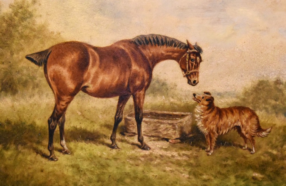 Oil painting of a horse and dog by William Eddowes Turner View IV