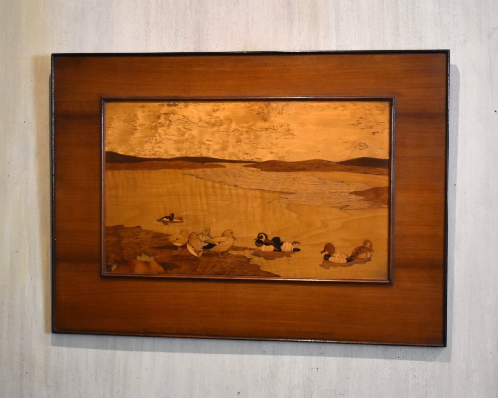 Marquetry panel depicting ducks