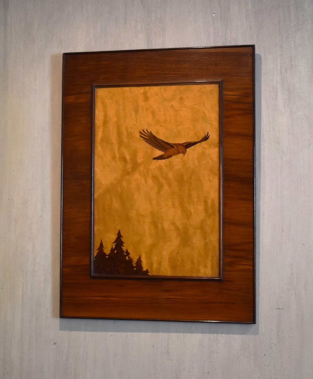 Marquetry panel depicting a buzzard