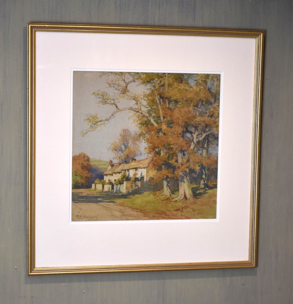 Cottage watercolour by Mary S Hagarty