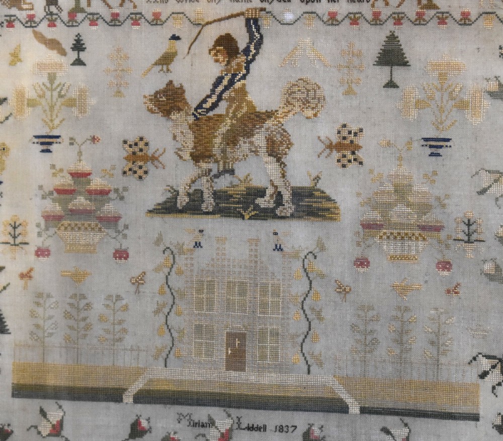 Fine large sampler by Miriam Liddell dated 1837 View III