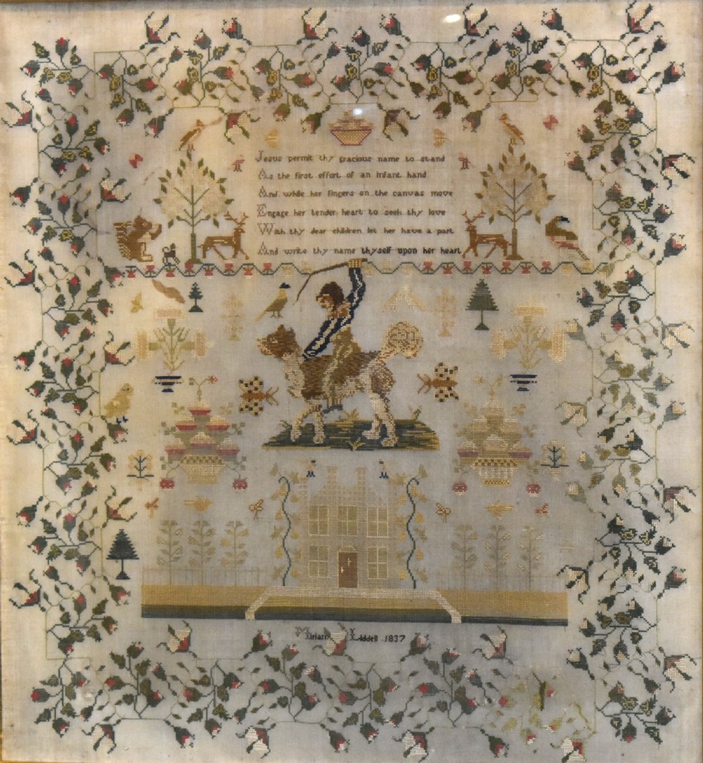 Fine large sampler by Miriam Liddell dated 1837 View VI