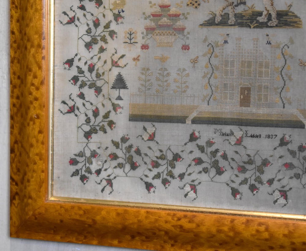 Fine large sampler by Miriam Liddell dated 1837 View VIII