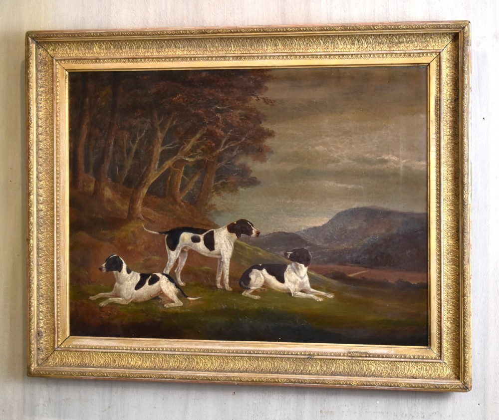 Fine Victorian oil painting of dogs in landscape View II
