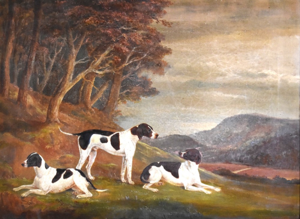 Fine Victorian oil painting of dogs in landscape View IV