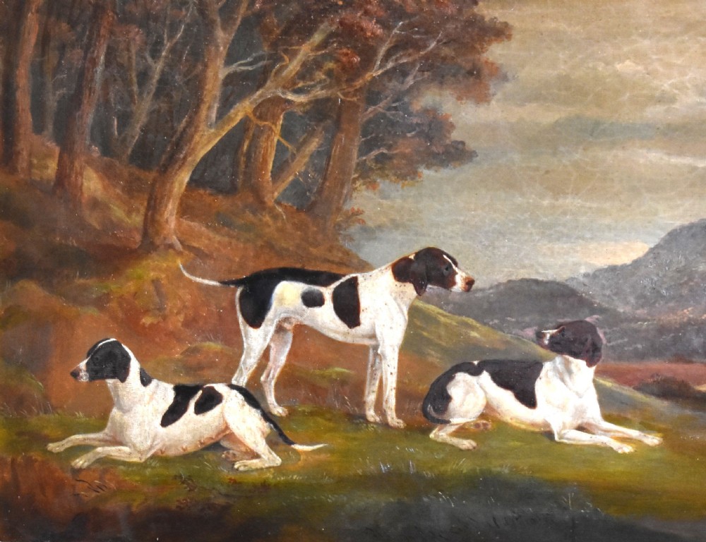 Fine Victorian oil painting of dogs in landscape View VI