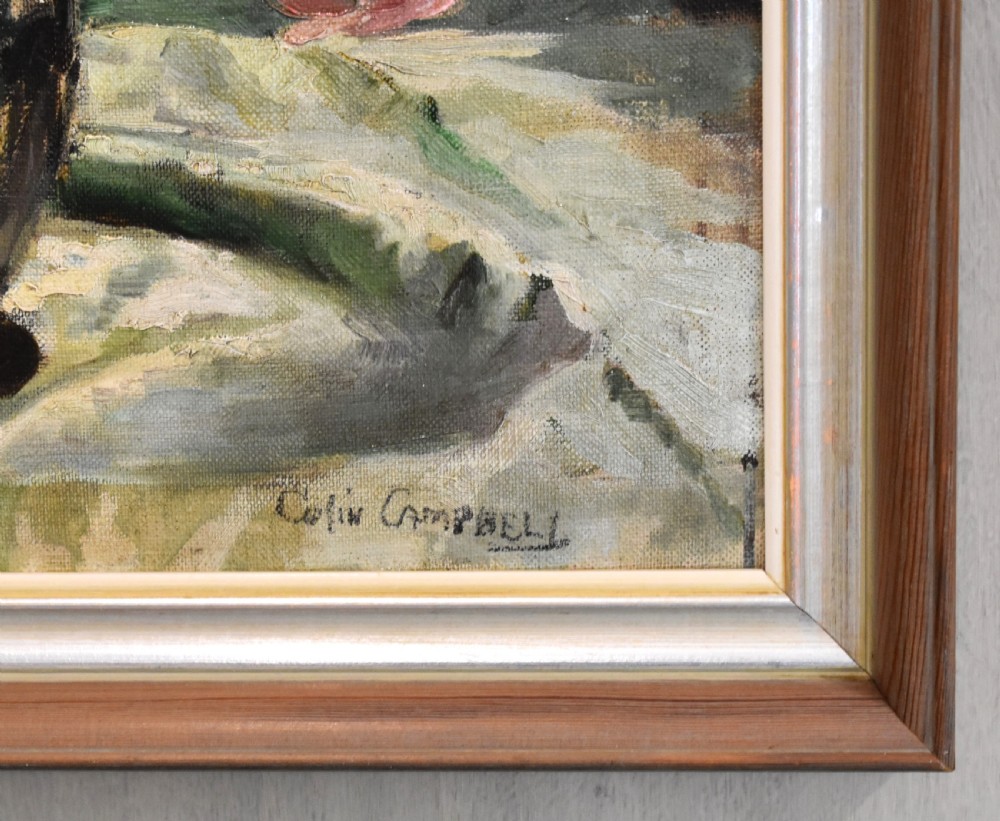 Still life oil of hydrangeas by Colin Campbell View VI