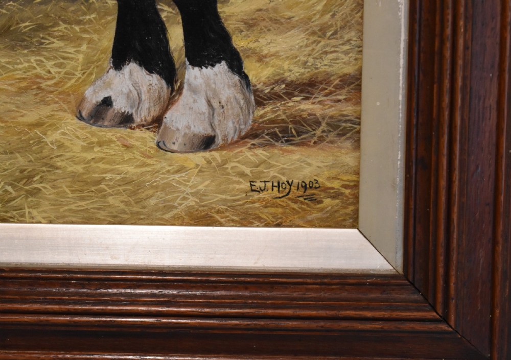 Horse in stable oil painting by E.J.Hoy View III
