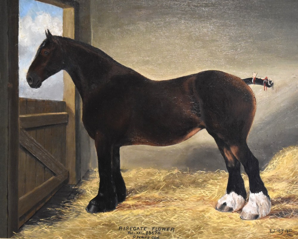 Horse in stable oil painting by E.J.Hoy View V