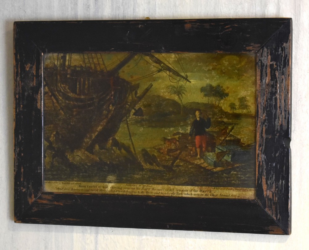 Four Georgian reverse painted prints on glass View III