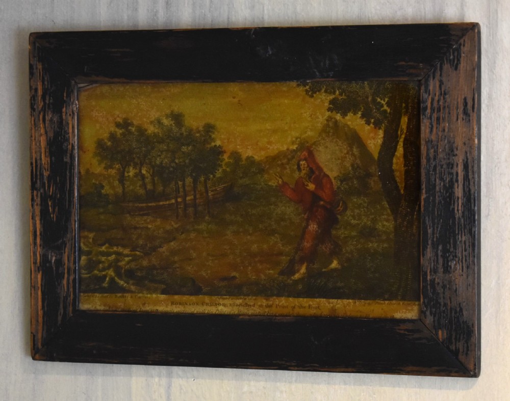 Four Georgian reverse painted prints on glass View V