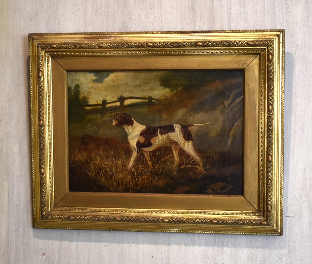 Oil painting of a pointer dog after Schwanfelder