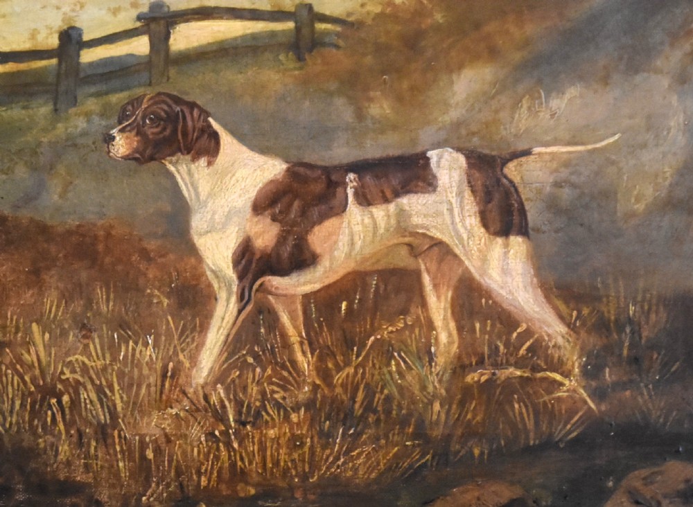 Oil painting of a pointer dog after Schwanfelder View IV