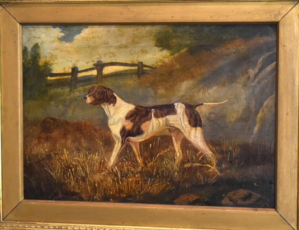 Oil painting of a pointer dog after Schwanfelder View VI