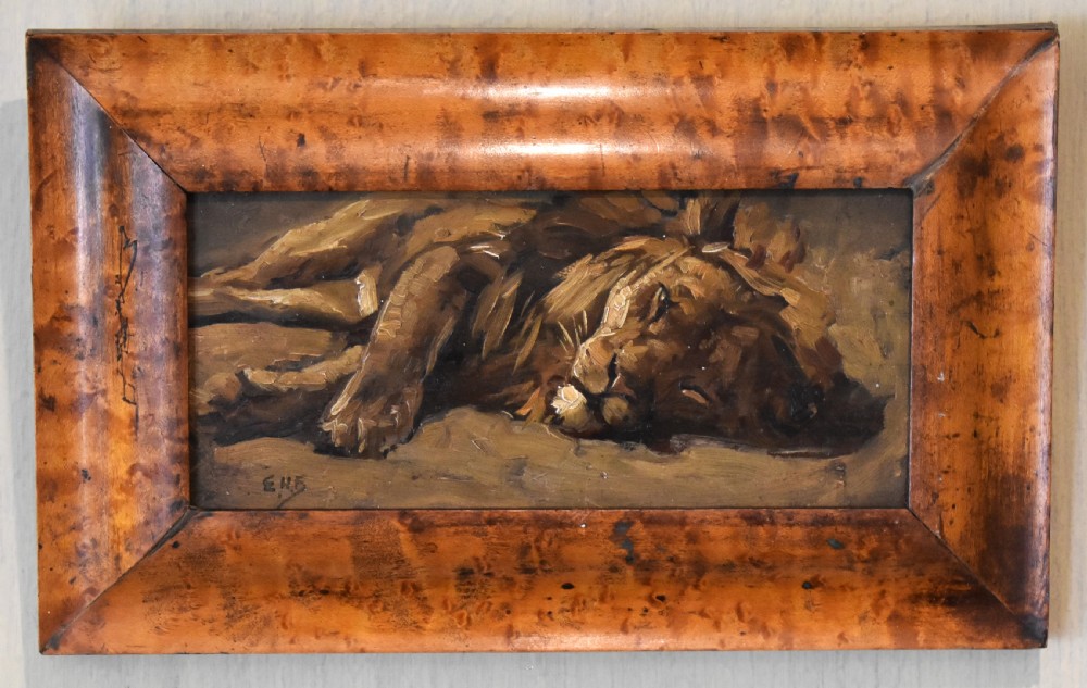 Oil sketch of a sleeping lion View II