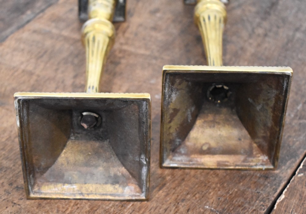 Fine pair of Georgian brass candlesticks View IV